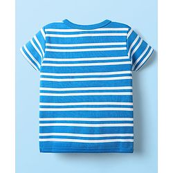 Babyhug 100% Cotton Interlock Knit Front Open Half Sleeves jhablas With Stripes & Animal Print Pack Of 3 - Blue Orange & White