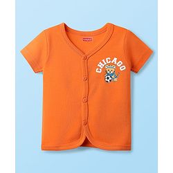 Babyhug 100% Cotton Interlock Knit Front Open Half Sleeves jhablas With Stripes & Animal Print Pack Of 3 - Blue Orange & White