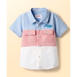 Babyhug Cotton Woven Half Sleeves Shirt With Cut & Sew - White