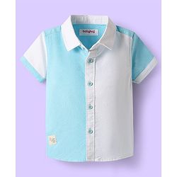Babyhug Cotton Woven Half Sleeves Shirt With Cut & Sew - White