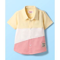 Babyhug Cotton Woven Half Sleeves Shirt With Cut & Sew - White