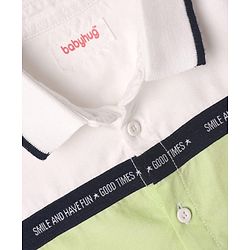 Babyhug Cotton Woven Half Sleeves Shirt With Cut & Sew - White