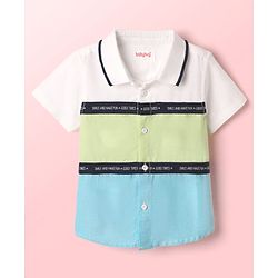 Babyhug Cotton Woven Half Sleeves Shirt With Cut & Sew - White