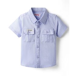 Babyhug Cotton Woven Half Sleeves Solid  Shirt - Light Blue