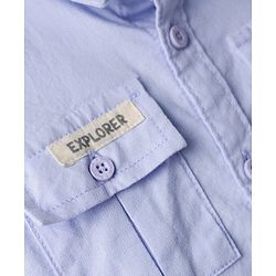 Babyhug Cotton Woven Half Sleeves Solid  Shirt - Light Blue