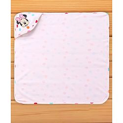Babyhug Disney 100% Cotton Hooded Towels With Minnie Mouse & Family Graphics   L 79 x B 80 cm Pack Of 2 -Turquoise & White