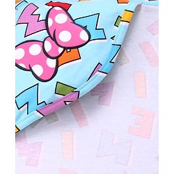 Babyhug Disney 100% Cotton Hooded Towels With Minnie Mouse & Family Graphics   L 79 x B 80 cm Pack Of 2 -Turquoise & White