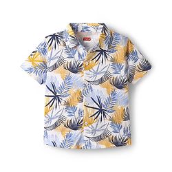 Babyhug Single Jersey Knit Half Sleeves Shirt & Shorts with Tropical Print - Navy Blue