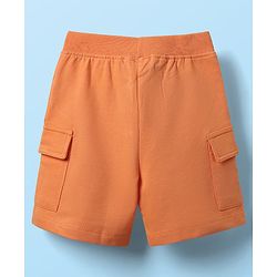 Babyhug Single Jersey Knit Half Sleeves T-Shirt & Shorts Set with Vehicle Print - White & Orange