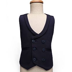 Babyhug Knit Full Sleeves Solid Color 3 Piece Party Suit with Bow - Navy Blue & White