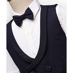 Babyhug Knit Full Sleeves Solid Color 3 Piece Party Suit with Bow - Navy Blue & White