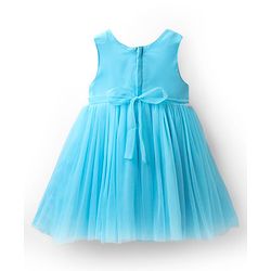 Babyhug Woven Sleeveless Party Dress With Ruffles on Yoke - Light Blue