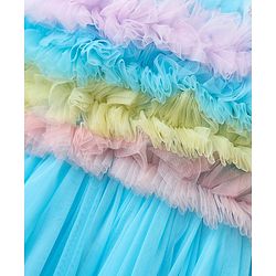 Babyhug Woven Sleeveless Party Dress With Ruffles on Yoke - Light Blue