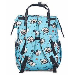 Babyhug Disney Minty Mickey Whimsy Smart Diaper Backpack - Light Blue| Adjustable Shoulder Strap| Insulated Bottle Pouches| Smart Bottom Zipper| Wipes Dispenser| Wide Fish-mouth Opening