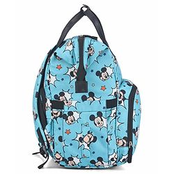 Babyhug Disney Minty Mickey Whimsy Smart Diaper Backpack - Light Blue| Adjustable Shoulder Strap| Insulated Bottle Pouches| Smart Bottom Zipper| Wipes Dispenser| Wide Fish-mouth Opening