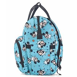Babyhug Disney Minty Mickey Whimsy Smart Diaper Backpack - Light Blue| Adjustable Shoulder Strap| Insulated Bottle Pouches| Smart Bottom Zipper| Wipes Dispenser| Wide Fish-mouth Opening