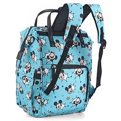 Babyhug Disney Minty Mickey Whimsy Smart Diaper Backpack - Light Blue| Adjustable Shoulder Strap| Insulated Bottle Pouches| Smart Bottom Zipper| Wipes Dispenser| Wide Fish-mouth Opening
