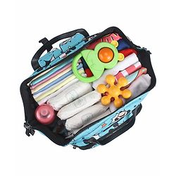 Babyhug Disney Minty Mickey Whimsy Smart Diaper Backpack - Light Blue| Adjustable Shoulder Strap| Insulated Bottle Pouches| Smart Bottom Zipper| Wipes Dispenser| Wide Fish-mouth Opening