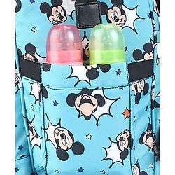 Babyhug Disney Minty Mickey Whimsy Smart Diaper Backpack - Light Blue| Adjustable Shoulder Strap| Insulated Bottle Pouches| Smart Bottom Zipper| Wipes Dispenser| Wide Fish-mouth Opening
