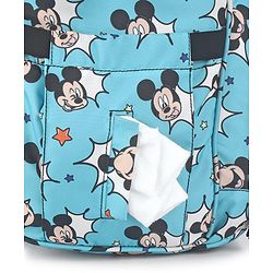 Babyhug Disney Minty Mickey Whimsy Smart Diaper Backpack - Light Blue| Adjustable Shoulder Strap| Insulated Bottle Pouches| Smart Bottom Zipper| Wipes Dispenser| Wide Fish-mouth Opening