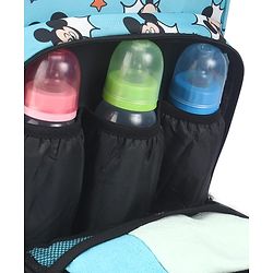Babyhug Disney Minty Mickey Whimsy Smart Diaper Backpack - Light Blue| Adjustable Shoulder Strap| Insulated Bottle Pouches| Smart Bottom Zipper| Wipes Dispenser| Wide Fish-mouth Opening