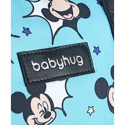 Babyhug Disney Minty Mickey Whimsy Smart Diaper Backpack - Light Blue| Adjustable Shoulder Strap| Insulated Bottle Pouches| Smart Bottom Zipper| Wipes Dispenser| Wide Fish-mouth Opening