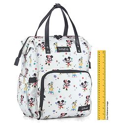 Babyhug Disney Mickey & Friends Classic Charm Smart Diaper Backpack - Off-White| Adjustable Shoulder Strap| Insulated Bottle Pouches| Smart Bottom Zipper| Wipes Dispenser| Wide Fish-mouth Opening
