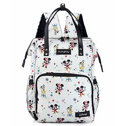 Babyhug Disney Mickey & Friends Classic Charm Smart Diaper Backpack - Off-White| Adjustable Shoulder Strap| Insulated Bottle Pouches| Smart Bottom Zipper| Wipes Dispenser| Wide Fish-mouth Opening
