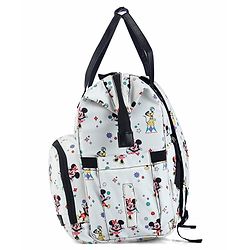 Babyhug Disney Mickey & Friends Classic Charm Smart Diaper Backpack - Off-White| Adjustable Shoulder Strap| Insulated Bottle Pouches| Smart Bottom Zipper| Wipes Dispenser| Wide Fish-mouth Opening