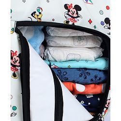 Babyhug Disney Mickey & Friends Classic Charm Smart Diaper Backpack - Off-White| Adjustable Shoulder Strap| Insulated Bottle Pouches| Smart Bottom Zipper| Wipes Dispenser| Wide Fish-mouth Opening