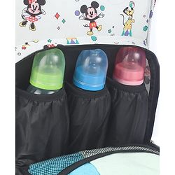 Babyhug Disney Mickey & Friends Classic Charm Smart Diaper Backpack - Off-White| Adjustable Shoulder Strap| Insulated Bottle Pouches| Smart Bottom Zipper| Wipes Dispenser| Wide Fish-mouth Opening
