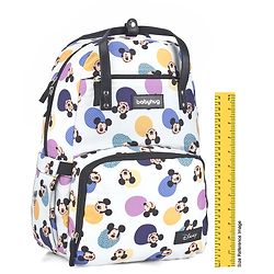 Babyhug Disney Retro Mickey Pop Smart Diaper Backpack - White| Adjustable Padded Shoulder Strap| Insulated Bottle Pouches| Wipes Dispenser| Wide opening| Anti-theft Back Pouch