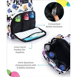 Babyhug Disney Retro Mickey Pop Smart Diaper Backpack - White| Adjustable Padded Shoulder Strap| Insulated Bottle Pouches| Wipes Dispenser| Wide opening| Anti-theft Back Pouch