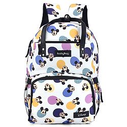 Babyhug Disney Retro Mickey Pop Smart Diaper Backpack - White| Adjustable Padded Shoulder Strap| Insulated Bottle Pouches| Wipes Dispenser| Wide opening| Anti-theft Back Pouch