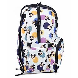 Babyhug Disney Retro Mickey Pop Smart Diaper Backpack - White| Adjustable Padded Shoulder Strap| Insulated Bottle Pouches| Wipes Dispenser| Wide opening| Anti-theft Back Pouch