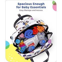 Babyhug Disney Retro Mickey Pop Smart Diaper Backpack - White| Adjustable Padded Shoulder Strap| Insulated Bottle Pouches| Wipes Dispenser| Wide opening| Anti-theft Back Pouch