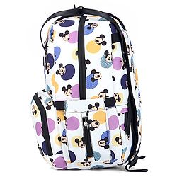 Babyhug Disney Retro Mickey Pop Smart Diaper Backpack - White| Adjustable Padded Shoulder Strap| Insulated Bottle Pouches| Wipes Dispenser| Wide opening| Anti-theft Back Pouch