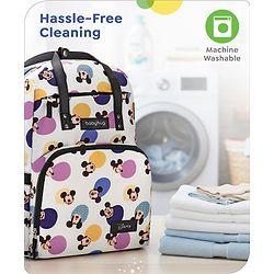 Babyhug Disney Retro Mickey Pop Smart Diaper Backpack - White| Adjustable Padded Shoulder Strap| Insulated Bottle Pouches| Wipes Dispenser| Wide opening| Anti-theft Back Pouch