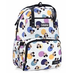 Babyhug Disney Retro Mickey Pop Smart Diaper Backpack - White| Adjustable Padded Shoulder Strap| Insulated Bottle Pouches| Wipes Dispenser| Wide opening| Anti-theft Back Pouch