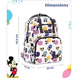 Babyhug Disney Retro Mickey Pop Smart Diaper Backpack - White| Adjustable Padded Shoulder Strap| Insulated Bottle Pouches| Wipes Dispenser| Wide opening| Anti-theft Back Pouch