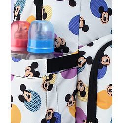 Babyhug Disney Retro Mickey Pop Smart Diaper Backpack - White| Adjustable Padded Shoulder Strap| Insulated Bottle Pouches| Wipes Dispenser| Wide opening| Anti-theft Back Pouch