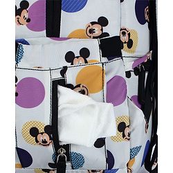 Babyhug Disney Retro Mickey Pop Smart Diaper Backpack - White| Adjustable Padded Shoulder Strap| Insulated Bottle Pouches| Wipes Dispenser| Wide opening| Anti-theft Back Pouch