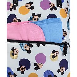 Babyhug Disney Retro Mickey Pop Smart Diaper Backpack - White| Adjustable Padded Shoulder Strap| Insulated Bottle Pouches| Wipes Dispenser| Wide opening| Anti-theft Back Pouch