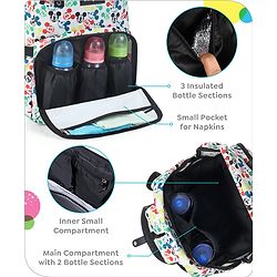 Babyhug Disney Retro Mickey Pop Smart Diaper Backpack - White| Adjustable Padded Shoulder Strap| Insulated Bottle Pouches| Wipes Dispenser| Wide opening| Anti-theft Back Pouch