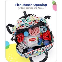 Babyhug Disney Retro Mickey Pop Smart Diaper Backpack - White| Adjustable Padded Shoulder Strap| Insulated Bottle Pouches| Wipes Dispenser| Wide opening| Anti-theft Back Pouch