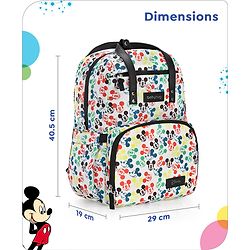 Babyhug Disney Retro Mickey Pop Smart Diaper Backpack - White| Adjustable Padded Shoulder Strap| Insulated Bottle Pouches| Wipes Dispenser| Wide opening| Anti-theft Back Pouch