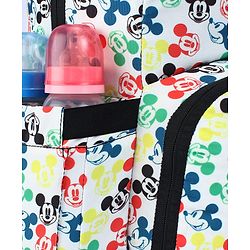 Babyhug Disney Retro Mickey Pop Smart Diaper Backpack - White| Adjustable Padded Shoulder Strap| Insulated Bottle Pouches| Wipes Dispenser| Wide opening| Anti-theft Back Pouch