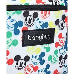 Babyhug Disney Retro Mickey Pop Smart Diaper Backpack - White| Adjustable Padded Shoulder Strap| Insulated Bottle Pouches| Wipes Dispenser| Wide opening| Anti-theft Back Pouch