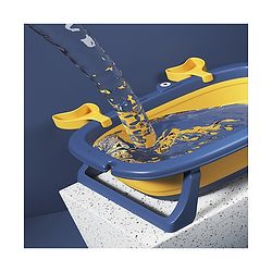 Babyhug Foldable Baby Bath Tub with Drain Plug in Crab Shape - Blue