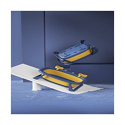 Babyhug Foldable Baby Bath Tub with Drain Plug in Crab Shape - Blue